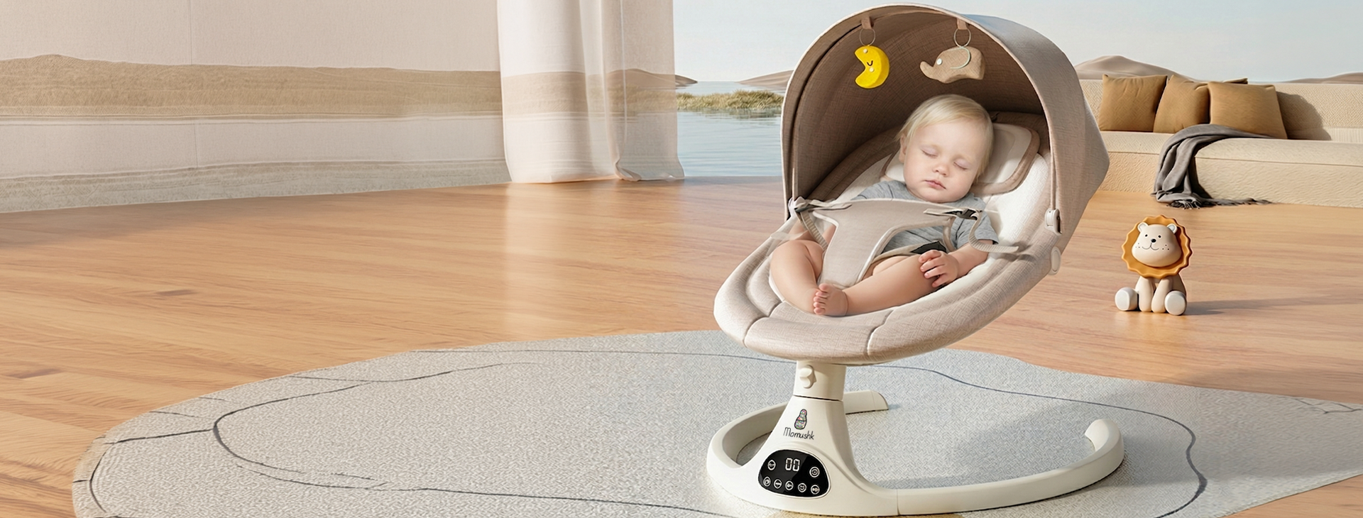 Momushk® Cadeira de Balanço para Bebê com Bluetooth e Balanço Automático