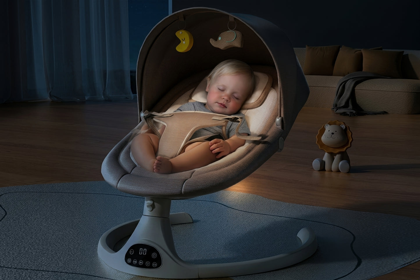 Momushk® Cadeira de Balanço para Bebê com Bluetooth e Balanço Automático