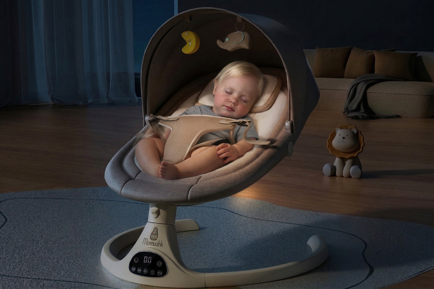 Momushk® Cadeira de Balanço para Bebê com Bluetooth e Balanço Automático