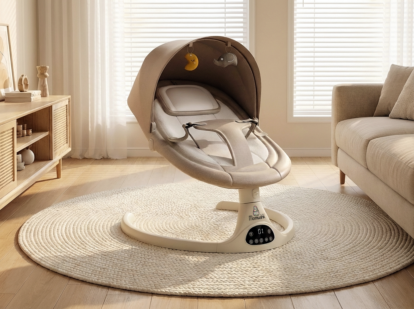 Momushk® Cadeira de Balanço para Bebê com Bluetooth e Balanço Automático